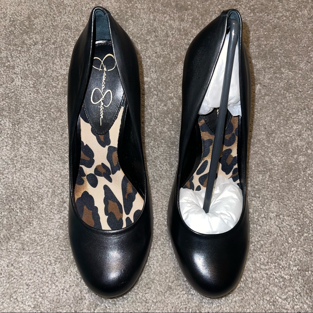 Jessica Simpson Jessica Black Leather Heels Jessica Simpson Jessica Black Leather Heels
